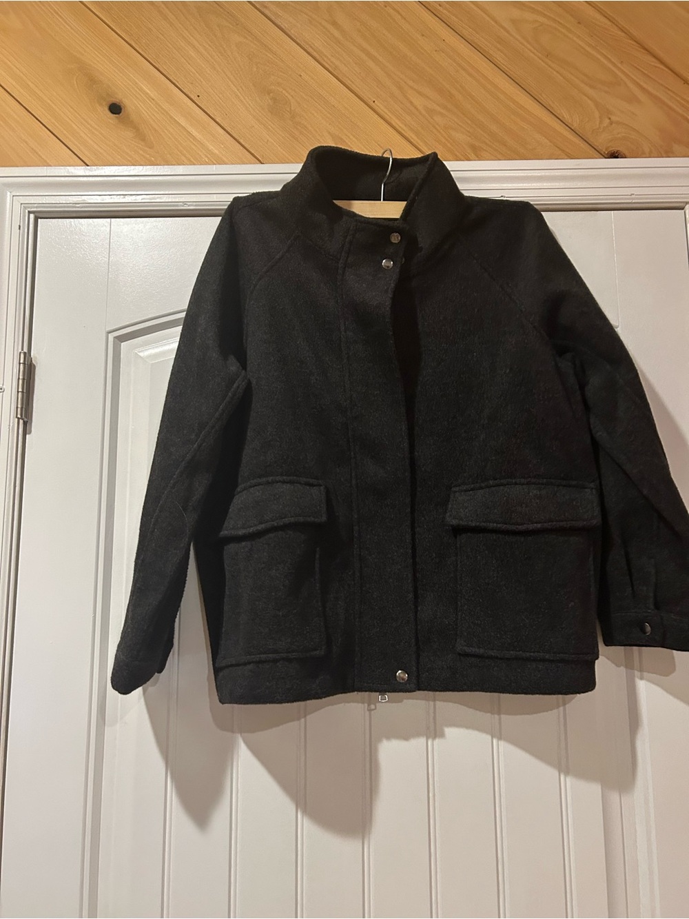 Banana Republic Charcoal/Black Pea Coat with double button high collar